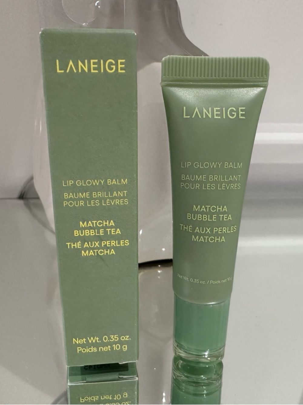 LANEIGE Matcha Bubble Tea Lip Glowy Balm - Mint Green NWT - Picture 2 of 5